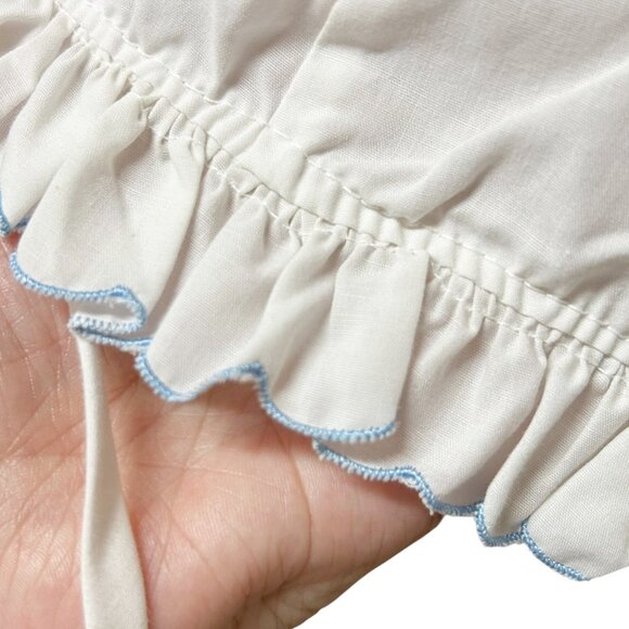 Vintage Handmade Pink Floral & White Blue Trim Baby Bonnet Cap Hat Lot of 2 - Picture 6 of 6